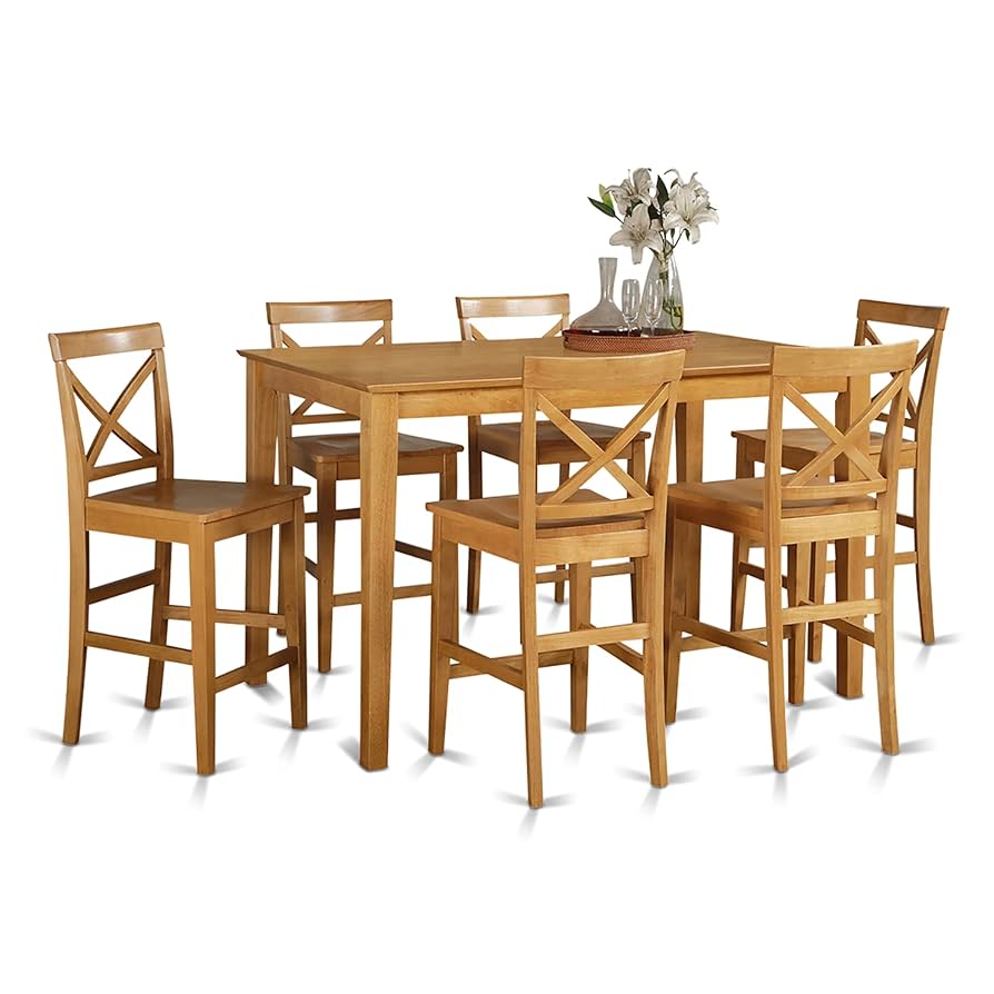 【配送不可】DOERI COUNTER TABLE(oak) & CHAIR Amazon.com - East West Furniture CAPU7H-OAK-W 7 Piece